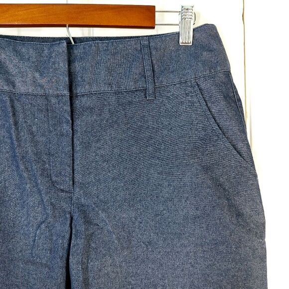 Dana Buchman Blue Bermuda Fitted Long Denim Jean Shorts Sz 10 - Picture 3 of 10